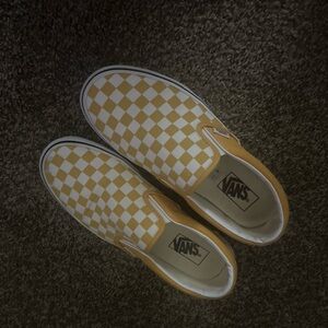 Vans Yellow and White Slip-On Shoes